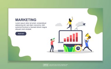 Pazarlama nın açılış sayfası şablonu. Web sitesi ve mobil web sitesi için web sayfası tasarımı Modern düz tasarım kavramı. Kolay ve özelleştirilen.