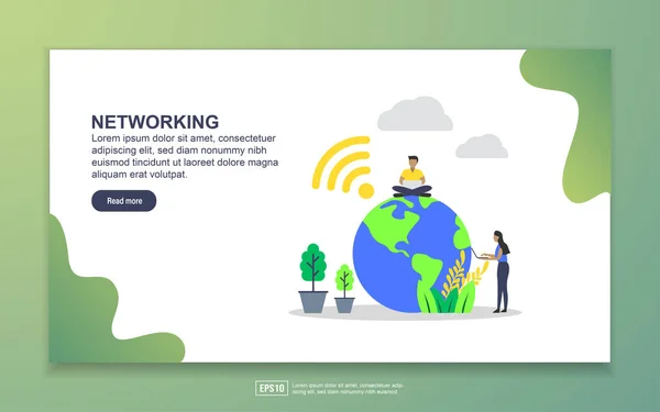 Plantilla de landing page de networking. Concepto moderno de diseño plano de diseño de página web para sitio web y sitio web móvil. Fácil de editar y personalizar . — Archivo Imágenes Vectoriales