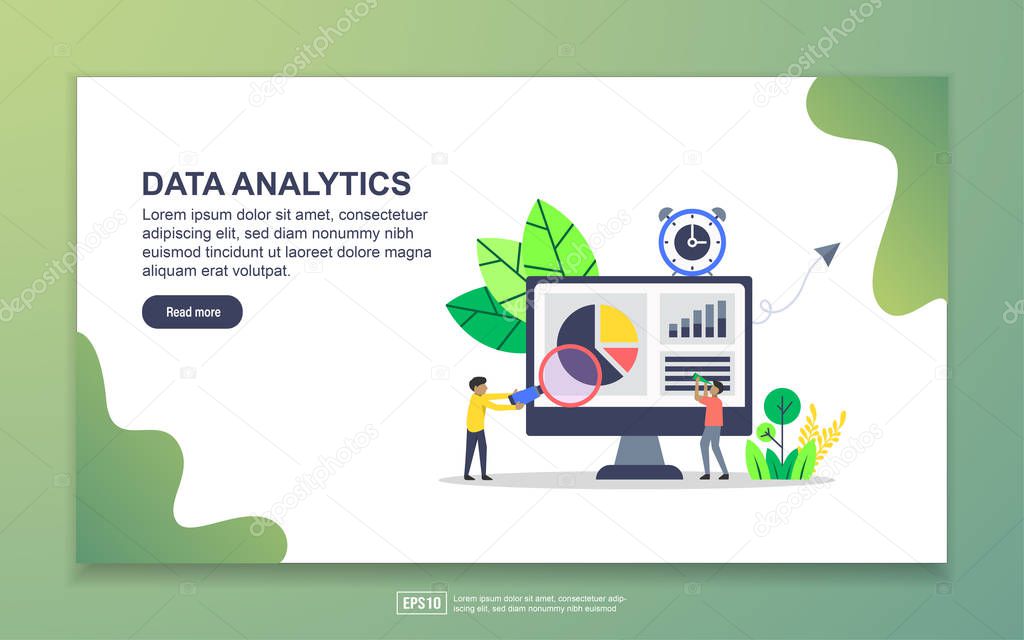 Landing page template of data analytics. Modern flat design concept of web page design for website and mobile website. Easy to edit and customize.