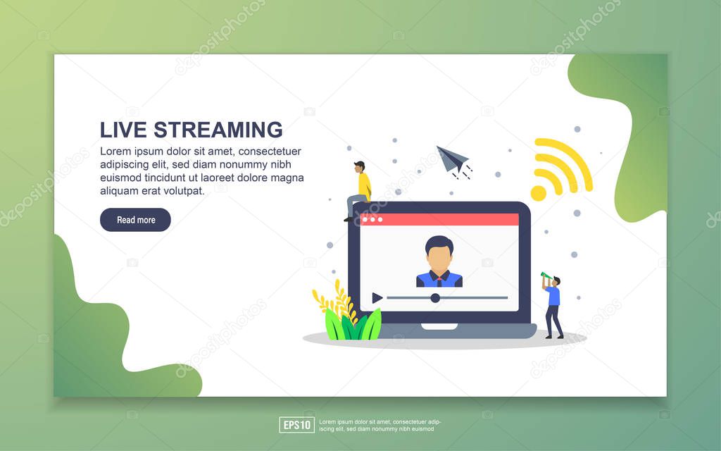 Landing page template of life streaming. Modern flat design concept of web page design for website and mobile website. Easy to edit and customize.