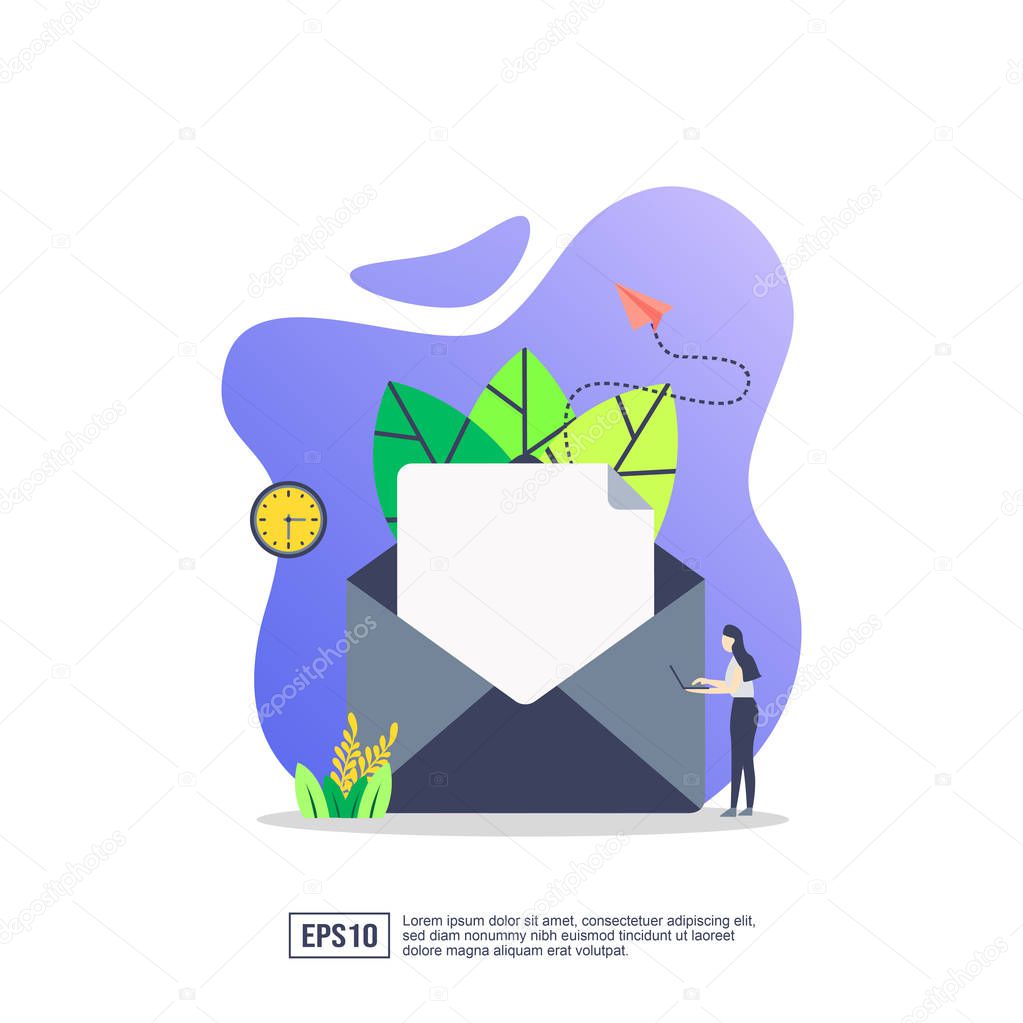 Vector illustration concept of email. Modern illustration conceptual for banner, flyer, promotion, marketing material, online advertising, business presentation