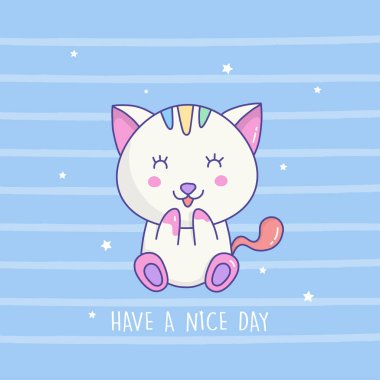 Sevimli kedi çizgi filmi el çizimi.