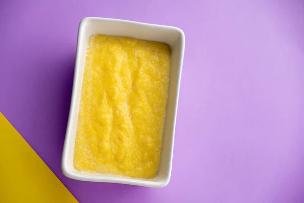 Polenta Cornmeal Isolated Violet Background Royalty Free Stock Images