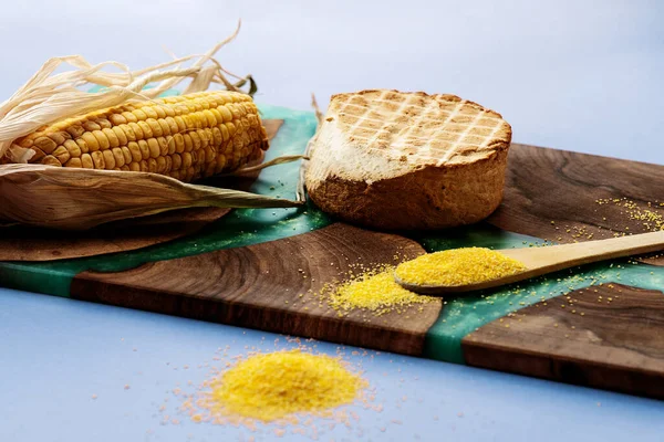 Polenta Cornmeal Luxury Nut Tree Epoxy Plank Green Resin Stock Image