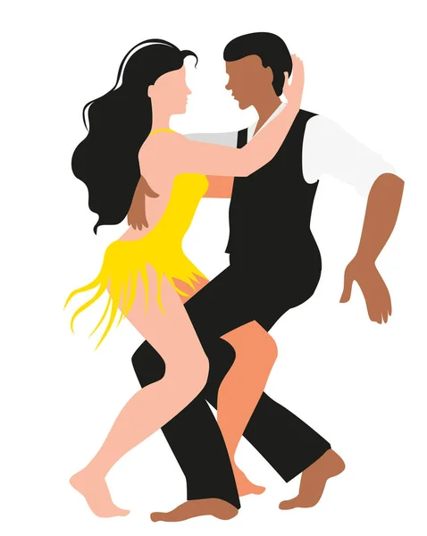 Beautiful couple dancing Latin American salsa dance. — Stock Vector