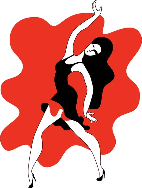 Chica delgada bailando expresivamente danza latina . — Vector de stock