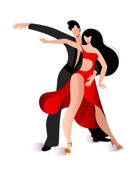 美しいカップルダンスラテンアメリカのダンスのルンバ. — ストックベクタ