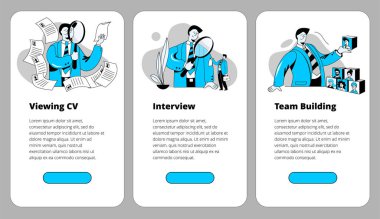 Takım elbiseli bir adam adayların özgeçmişlerini okur, bir röportaj yapar ve bir takım kurar..