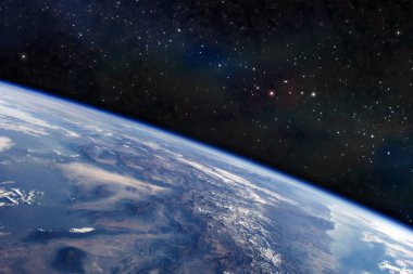 Kozmik galaksi arka planında gezegenler ve yıldızlar var