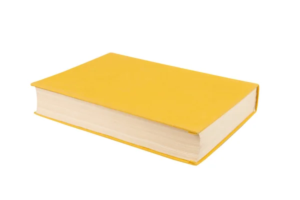 Beyaz Izole Edilmiş Arka Planda Kumaş Kaplı Sarı Kitap — Stok fotoğraf