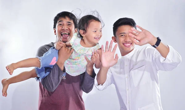 stock image Happy crazy photoshot with his nephews while fasting at ramadan 