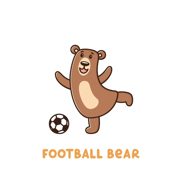 Caracter Oso Fútbol Con Pelota Fútbol Sobre Fondo Blanco Puede — Archivo Imágenes Vectoriales