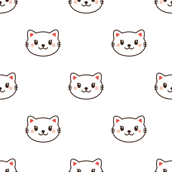 Seamless Pattern Cute Muzzle Cat White Background Can Used Packaging — Stock Vector