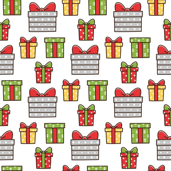 Modèle Sans Couture Noël Avec Différentes Boîtes Cadeaux Peut Être — Image vectorielle