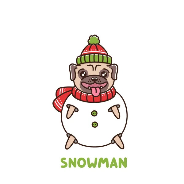 狗品种的小狗在一个公平的小岛毛衣和帽子 躺在雪地上做一个雪天 可用于贴纸 电话盒 杯子等设计 — 图库矢量图片