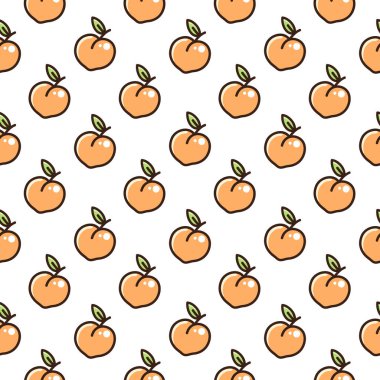 Şeftali beyaz bir arka plan üzerinde şirin desenle. O-ebilmek var kullanılmış kağıt, Tekstil ve etc ambalaj için.