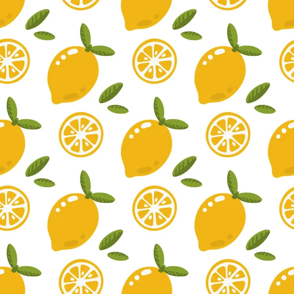 Nahtloses Muster Mit Zitrone Auf Weißem Hintergrund Ausgezeichneter Druck Für — Stockvektor