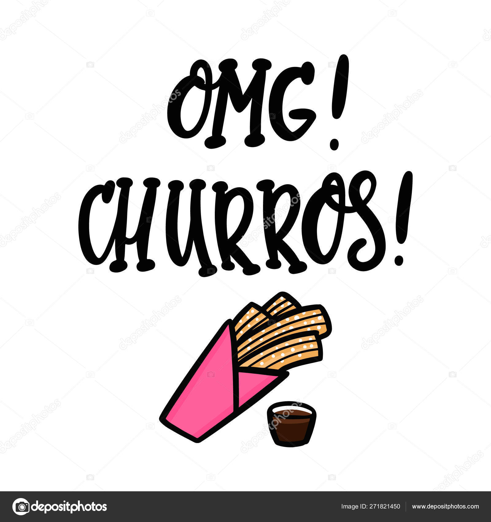 Omg Churros Hand Drawing Quote Black Ink Image Churros Churros Stock Vector Image By C Viaire