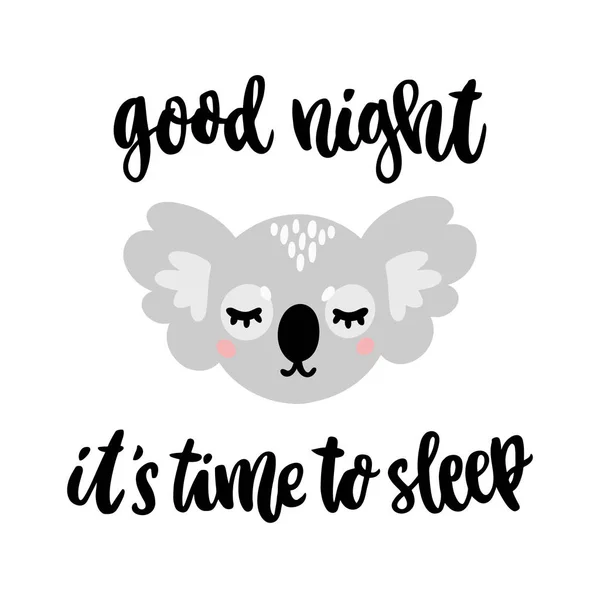 Χειρόγραφη Φράση Καληνύχτα Είναι Ώρα Για Ύπνο Ένα Μοντέρνο Καλλιγραφικό — Διανυσματικό Αρχείο