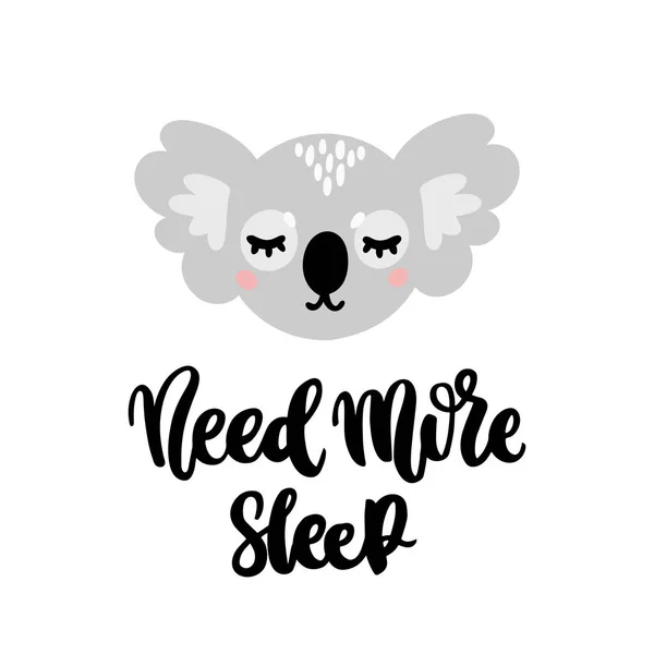Frase Letras Dibujadas Mano Need More Sleep Estilo Caligráfico Moda — Vector de stock