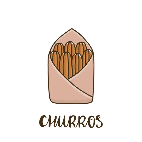 Churros Oder Churro Ist Ein Traditionelles Spanisches Dessert Kann Für — Stockvektor