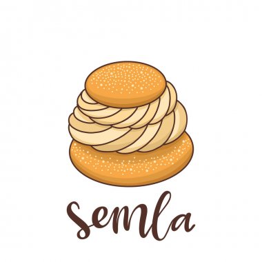 Semla (Samlor) İskandinavya ve Baltık ülkelerinden geleneksel bir tatlı topun. Bu menü, işaret, afiş, poster, vb için kullanılabilir.