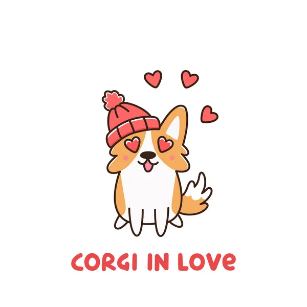 Cão Bonito Raça Galês Corgi Chapéu Amor Ele Pode Ser — Vetor de Stock