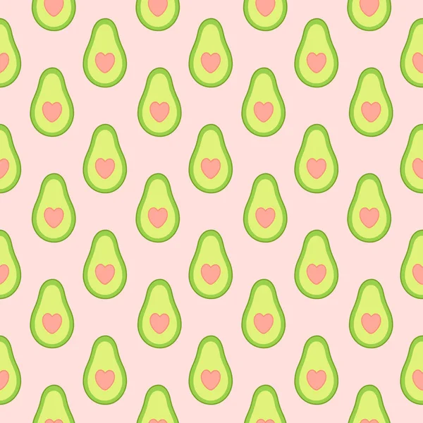Nahtloses Muster Mit Avocado Mit Einem Knochen Herzform Auf Rosa — Stockvektor