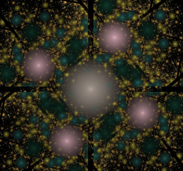 Elementary Particles series. Interplay of abstract fractal forms on the subject of nuclear physics. The collision of elementary particles. Interaction of physical particles. Quantum Vacuum Fluctuations. Higgs boson fractal, computer generated abstrac