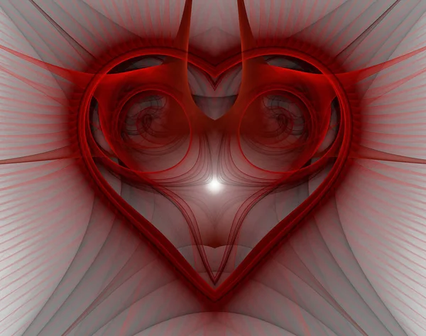 燃焼と心拍します バレンタインデーの背景 抽象的なコンピューターには 暗い背景に近代的なフラクタル デザインが生成されます フラクタル色テクスチャを抽象化します デジタル アート 抽象的な形 色です — ストック写真