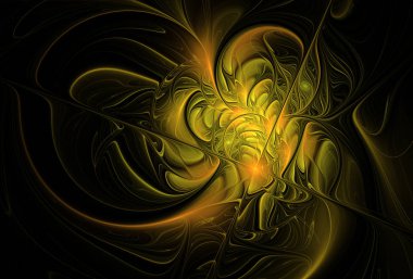 İpeksi yüzey ile zarif altın, son derece hassas ve yarı saydam çiçek kompozisyon. Çiçek fraktal arka plan sanat projeleri için