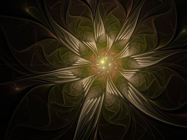 İpeksi yüzey ile zarif altın, son derece hassas ve yarı saydam çiçek kompozisyon. Oluşturulan bilgisayar grafikleri. Çiçek fraktal arka plan sanat projeleri için