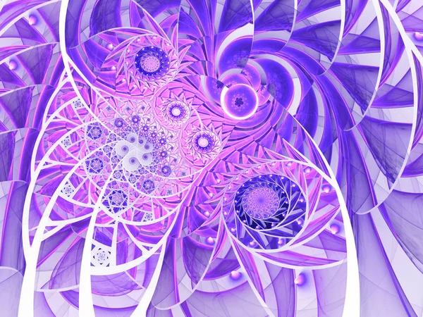 Patrón Fractal Mosaico Espiral Composición Vitrales Mosaico Floral Violeta — Foto de Stock