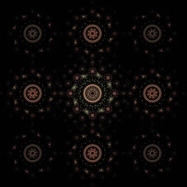 Mörk Blå Fractal Mandala Svart Bakgrund Galen Abstrakt Fractal Former — Stockfoto