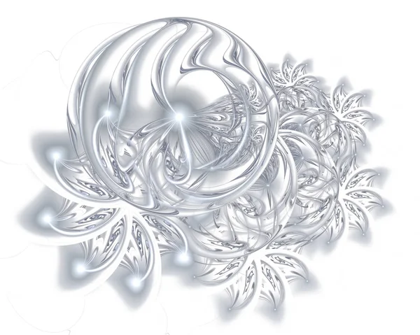 抽象圣诞装饰背景的银色色彩 美丽的冬季模式与雪花和漩涡 冬季的窗口霜模式 冬季假期概念 — 图库照片
