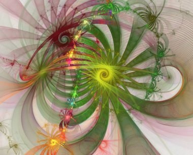 Döngüler ve neon spiraller şeritler. 3D fütüristik teknoloji tarzı. Arka plan illüstrasyon.