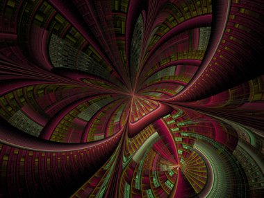 Çiçek ve kesişen sarmal çizgiler stilize görüntüler. Infinity uzay ve zamanın. Kaotik hareket uzayda. Çarpışma yıldız. Kozmik nesnelerin etkileşim. Görünmez dünyanın. Soyut fantezi fraktal alev arka plan