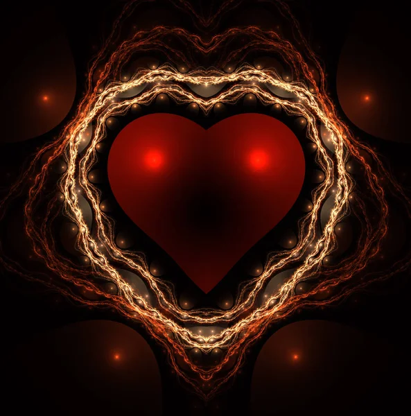 Sevgiliye Arka Plan Sevgililer Günü Için Kalp Soyut Fraktal Dekorasyon — Stok fotoğraf