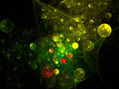 Soyut Fraktal yapısı oluşan parlak küreler ya da balonlar. Elegance arka plan - ızgara fraktal 3d küreler grafikleri