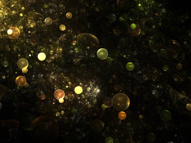 Soyut Fraktal yapısı oluşan parlak küreler ya da balonlar. Elegance arka plan - ızgara fraktal 3d küreler grafikleri