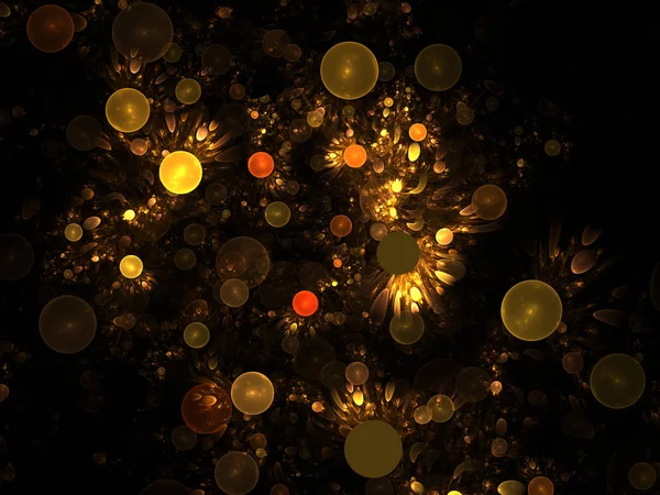Abstrakcja Fraktal Strukturę Składającą Się Świecących Kul Lub Pęcherzyki Tło — Zdjęcie stockowe