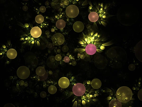 Abstract Fractal Structure Consisting Luminous Spheres Bubbles Elegance Background Raster — Stock Photo, Image