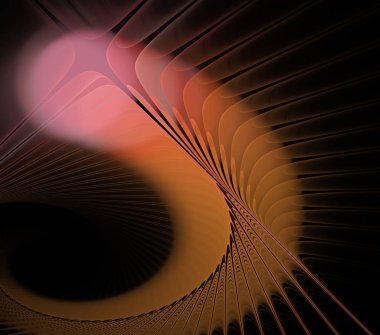 Turuncu sarmal dijital sanat. Soyut bir bilgisayar modern spiral fraktal öğesi oluşturulur. Yaratıcı sanat tasarlamak için şablon. Soyut form ve renk.