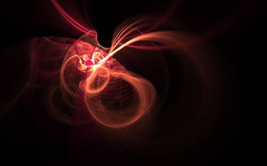 Parlak sofistike zarif arka plan şeritler veya diskler ve halkaları ile. Kırmızı veya mor karmaşık tasarım kavisli. Yumuşak Soyut Fraktal 3d çizim veya kapak için. Duman bulutu. Bilgisayar tarafından oluşturulan