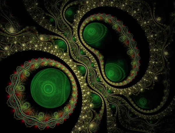 Fractal jewelry - abstract computer generated image. Abstract surreal magic machine. Decorative graphic element for backgrounds of mystical and esoteric themes Digital art: graceful beads.