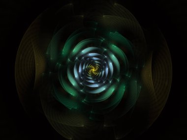 Soyut Fraktal ızgaralar ve spiraller, sarmal çiçek yaratıcı kapak tasarımı veya masaüstü duvar kağıdı için kullanılabilir. Çerçeve Infinity sarmal modeli girdap. Bilgisayar tarafından oluşturulan görüntü teknolojisi tarzı tasarım futuristik bir çiçek anımsatan