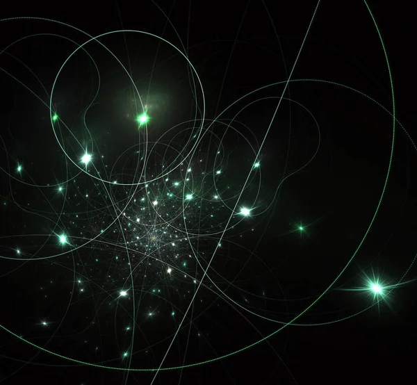 弦理论 物理过程和量子理论 量子纠缠 抽象的计算机产生了现代分形 旋转运动模式中的分形元设计 — 图库照片