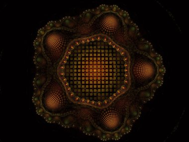 Katmanlı çiçek yıldız. Dokuma doku - fraktal arka plan öğesi. Merkez vurgulayıcı parlak renkli katmanları tasarım yıldız şeklinde. Grafik illüstrasyon kompozisyon. 3D çizim.