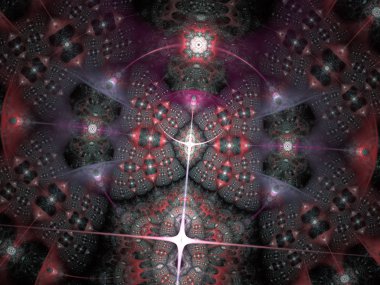 Muhteşem tavan görünümü Bazilikası'nın içinde. Süslü tavan karmaşık detayları boyalı cam iç şapelin bazıları ile. Fractal sanat