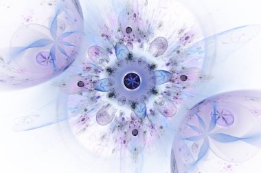 Kızdırma Soyut Fraktal çiçek arka plan. Yarı saydam kabarcıklar doku kızdırma çiçekli. Parlak, çok renkli bilgisayar oluşturulan, Fraktal arka plan